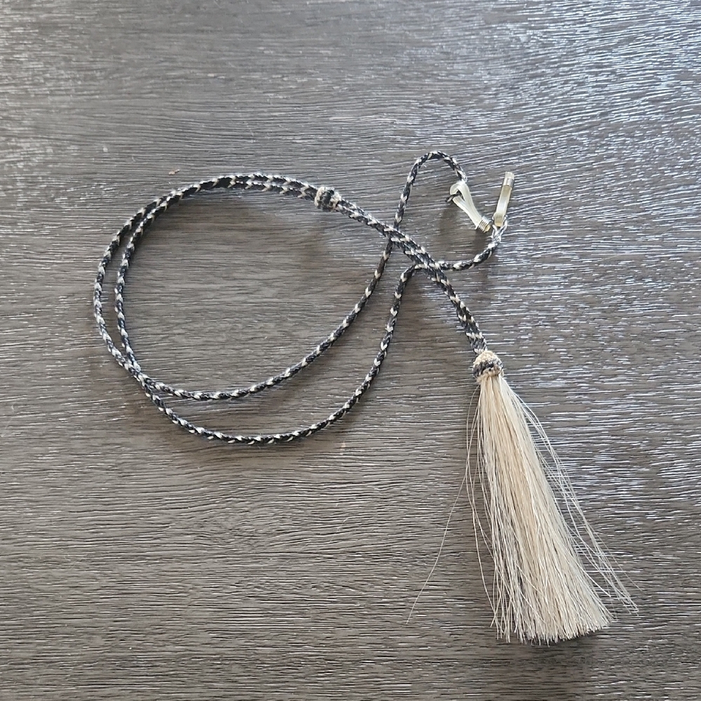 Elegant Black and White Horse Hair Braided Western Style Sunglass Strap